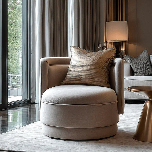 Canazei Taupe Chenille Curved Accent Chair